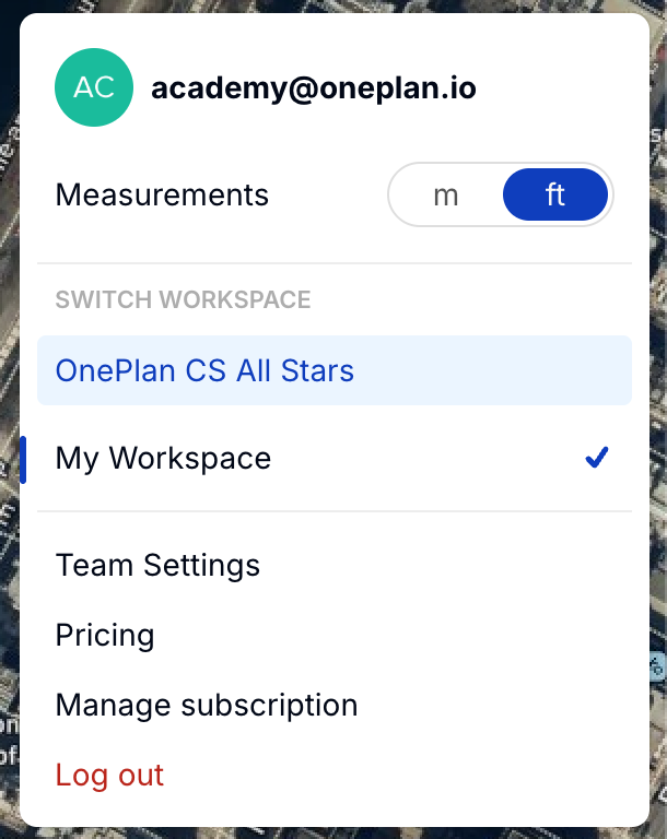Using The User Menu In OnePlan
